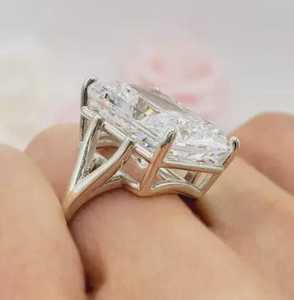 Anillo Solitario de Moissanita Brillante de 5 Quilates con Corte Radiante, Plata de Ley 925 Original, Regalo de Aniversario o Boda para Fiestas, Joyería - Product Image 4