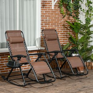 Ensemble de chaises à bascule personnalisées avec logo, pliables, inclinables, zéro gravité, avec coussin, porte-gobelet et porte-téléphone, marron, pour les voyages - Product Image 2