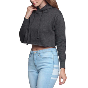 Top Corto de Manga Larga para Mujer, Color Personalizado del Fabricante 2026, Transpirable, 100% Algodón/Poliéster, Sudadera con Capucha - Product Image 3