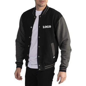 Veste de baseball universitaire pour homme en cuir avec logo personnalisé, broderie noire, rembourrage en coton, réversible, imperméable - Product Image 6