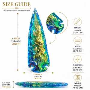 Figura Coleccionable de Arte Popular Tallada a Mano con Cristal de Obsidiana Azul Agua y Punta de Flecha con Aura de Ángel, Venta al Por Mayor - Product Image 2