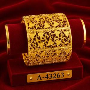 Geometric 10K Gold Zinc Alloy Bangles 24K Gold Plated Trendy Women's Wedding Zircon Jewelry Party Third Party Certified A-43048 - Product Image 5