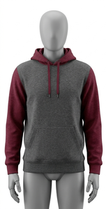 Sweat-shirt à capuche pour homme, gris bordeaux, manches raglan, poche avant, coupe classique, décontracté, écologique, séchage rapide - Polaire, hiver - Product Image 1