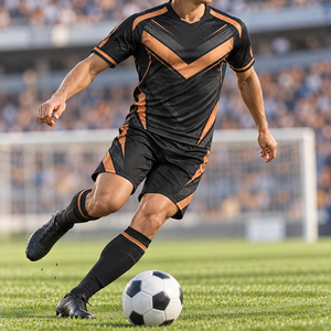 Uniforme de football en cuivre noir personnalisable, maillot et short de football sublimés avec logo personnalisé, kit d'équipe - Product Image 5