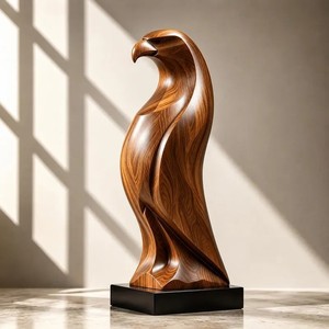 Nouvelle arrivée, sculpture de tête de cheval en bois faite à la main, décoration de table géométrique moderne, ornement de salon - Product Image 3
