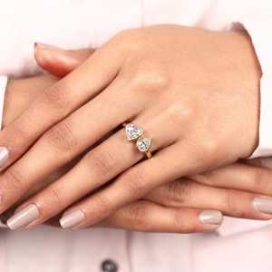 Anillo Toi Et Moi con Diamante de 1.00CT en Forma de Corazón y Diamante de 0.60CT en Forma de Pera para Mujer, Cultivado en Laboratorio, Oro Sólido de 14K, Regalo de Boda o Propuesta para Enamorados - Product Image 4