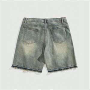 Shorts en jean unisexe streetwear 100 % coton de haute qualité, brodés, taille mi-haute, effet usé, décontractés, respirants, pour l'été - Product Image 2