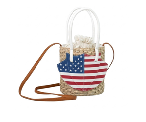 Bolso de paja natural tejido a mano con asa transparente y diseño de bandera, bolso de hombro cruzado de verano para mujer de Vietnam - Product Image 2