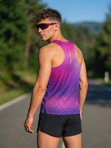 Chaleco Deportivo sin Mangas para Hombre, Color Degradado Morado y Rosa, Absorbente de Humedad, Transpirable, de Secado Rápido, para Verano - Product Image 2
