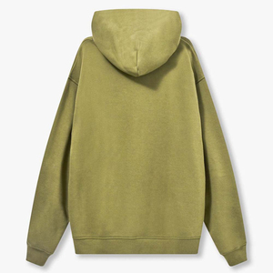 เสื้อสเวตเชิ้ตมีฮู้ดขนาดใหญ่ สีเขียวมะกอกล้วน สไตล์ลำลอง ผ้าถัก สำหรับผู้ชาย ใส่ได้ในฤดูใบไม้ร่วง ทรงปกติ แขนยาว - Product Image 1
