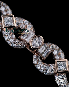 Women's S925 14k Gold Rose Gold Lab Grown Brilliant Cut Diamond Statement Necklace Flower Pave Setting Luxury Link <b>Chain</b> Jewelry - Product Image 5
