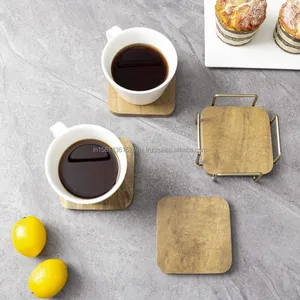 Vente en gros de sous-verres carrés modernes en bois de manguier naturel de 10 cm porte-gobelets classiques de style bambou pour bar de cuisine durable - Product Image 5