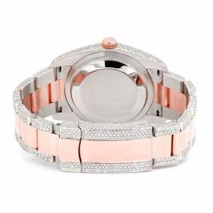 Montre de luxe en moissanite sertie de diamants, or rose, automatique, mécanique, bicolore, style hip-hop - Product Image 4