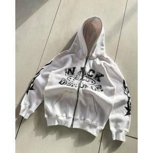 Sweat à capuche surdimensionné pour homme 100 % coton, personnalisé avec logo, épais, délavé à l'acide, avec fermeture éclair et épaules tombantes - Product Image 1