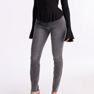 Pantalones Vaqueros de Mezclilla para Mujer, Estilo Moderno, Holgados y Ajustables, Color Negro, Cantidad Personalizada, Pantalones de Algodón - Product Image 1
