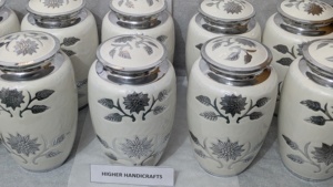 Sunflower Engraved Premium Metal <b>Urns</b> - <b>Large</b> Adult Cremation <b>Urn</b> for Human Ashes - Handcrafted India Funeral <b>Urns</b> Supplies Bulk - Product Image 2