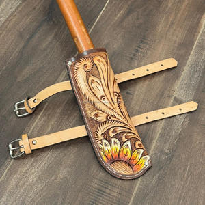 ที่ใส่ธงหนังแบบถือด้วยมือดีไซน์ทันสมัยแบบเรียบง่ายสไตล์ตะวันตกไม้ติดเสาแบบวินเทจสำหรับกิจกรรมกลางแจ้งและของตกแต่งบ้าน - Product Image 4