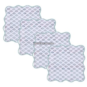 Best Colorful Table Cotton Scallop Napkin Set Customizable Square Embroidered Scallops Mix Match Indian Floral Hand <b>Block</b> Print - Product Image 4
