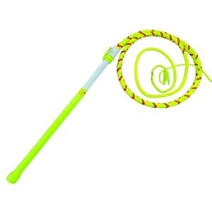 Juego de látigos híbridos Dakitty Whips en rojo y negro con cordón y látigos de cuero amarillo - Product Image 1