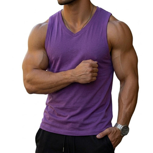 High Exposure Men's V Neck Muscle Tank Top Wholesale Custom <b>Logo</b> Sleeveless Gym Vest Athletic Casual Lifestyle Tank Top For Men - Product Image 6