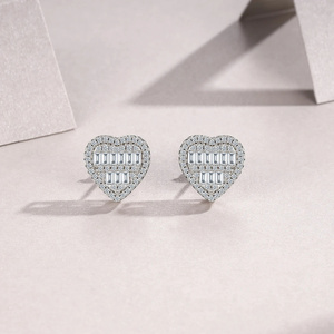Luxury Heart Shaped 925 <b>Silver</b> Moissanite Diamond <b>Stud</b> Earrings Unisex Rose Gold Plated Trendy Premium Minimalist Fashion Gift - Product Image 6