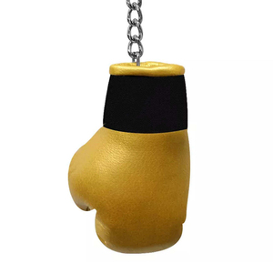 Mini porte-clés gant de boxe en cuir jaune unisexe avec fermeture auto-agrippante, design respirant et léger - Product Image 6