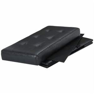 Pouf de rangement pliable en similicuir noir matelassé de 30 pouces, élégant tabouret et pouf - Product Image 3