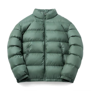 Veste d'hiver chaude matelassée en gros pour homme, coupe régulière, couleur unie, en polyester, avec fermeture éclair, pour l'extérieur - Product Image 1