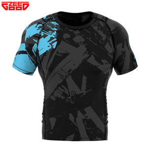 Maillot de compression à manches courtes personnalisé pour MMA, BJJ, grappling, sportswear respirant, séchage rapide, imprimé par sublimation, pour la gym - Product Image 1