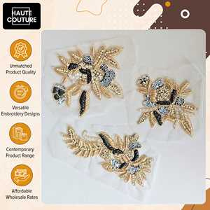 Vendedor Confiable que Vende Ampliamente Accesorios de Ropa Hechos a Mano - Juego de 3 Motivos con Lentejuelas, Cuentas y Pedrería - Product Image 5