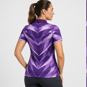 Custom <b>Purple</b> Lavender Chevron Print Womens <b>Polo</b> <b>Shirt</b> Quick Dry Breathable Short Sleeve Golf Team Uniform WPS-0729 - Product Image 3