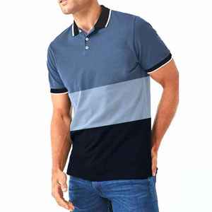 Polo homme de haute qualité, dernier design, personnalisé, bleu et noir, nouvelle arrivée, manches courtes, OEM. - Product Image 3