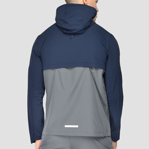 Conjunto de Chaqueta Cortavientos para Entrenamiento al Aire Libre, Ropa Deportiva Transpirable Personalizada, Chaqueta Cortavientos de Nailon, Fabricante de Ropa Deportiva, Poliéster y Algodón Azul Marino - Product Image 3