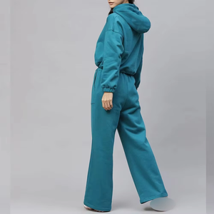 DM Custom Women's Clothing Set <b>Comfy</b> Cotton <b>Hoodie</b> and Sweatpants Solid Style Casual for Lounge Wear 2 Piece Women's Set - Product Image 2