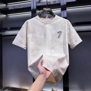 T-shirt noir à manches courtes pour homme avec impression du numéro 7, coupe classique, col rond, en jersey de coton respirant - Product Image 3