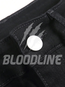 กางเกงยีนส์ขาตรงทรงสลิมฟิตสีดำสำหรับผู้ชาย BLOODLINE พร้อมงานปักเลื่อมรูปดาว ผ้าฝ้ายเดนิม สไตล์สตรีทแวร์สำหรับฤดูใบไม้ร่วง - Product Image 4