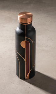 Botella de Agua de Cobre Esmaltada Artesanal con Diseño de Arco Negro de Lujo, Frasco Ayurvédico para Fitness, Contenedor Ecológico para Bebidas - Product Image 2