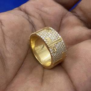 Men's 925 Sterling <b>Silver</b> <b>Cross</b> Moissanite <b>Ring</b> Round Brilliant Cut Pave Setting Hip Hop Cocktail Style Iced Out Bling Jewelry - Product Image 3