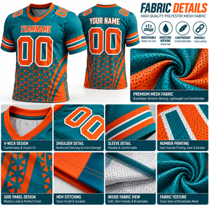 Maillot de football respirant pour homme, col rond, manches courtes, personnalisable avec nom et numéro d'équipe, vêtement de sport en mesh pour adulte, logo imprimé sur le devant - Product Image 2