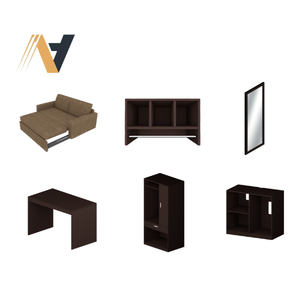 ชุดเฟอร์นิเจอร์ห้องนอนโรงแรมทันสมัยมาตรฐานสหรัฐอเมริกา HPL เสร็จสิ้นเวียดนามโดยตรงสำหรับนอนอินน์-แพคเกจเต็มรูปแบบเตียงแฝด - Product Image 3