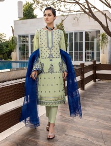 Robe de soirée 3 pièces pour femmes musulmanes et indiennes, vêtements de fête, salwar kameez avec col brodé - Product Image 2