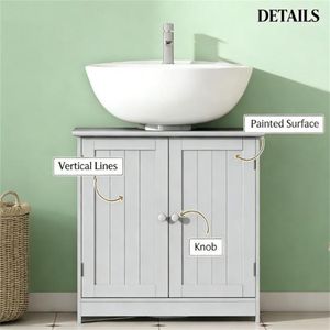 Mobile Lavabo da Bagno Grigio Chiaro con Vano Portaoggetti per Bagni - Product Image 4