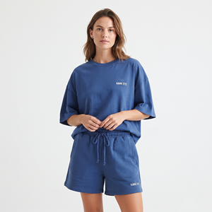 Tenues d'été pour femmes, ensembles t-shirt et short, ensemble court deux pièces, ensembles de shorts cyclistes vierges pour femmes, shorts personnalisés pour femmes - Product Image 5