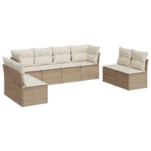 Juego de Sofás de Jardín de Ratán Sintético PE Beige de 8 Piezas, Muebles de Exterior Elegantes y Cómodos - Product Image 2