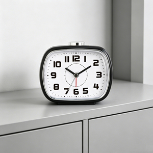 4 Inch Classic Square Silent Alarm <b>Clock</b> with Electroplated Details – Black Matte Finish | Ideal for Students, Bedroom & Gift Se - Product Image 4
