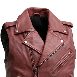 Veste en cuir véritable de qualité supérieure sans manches pour motards, aventures en plein air, veste en cuir tendance - Product Image 3