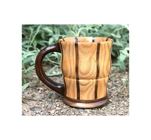 Handmade Wooden Mug Natural Solid Wood Coffee Cup Rustic Finish Eco Friendly Drinking Mug for Cafe Dining - Product Image 1