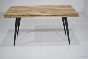 Juego de comedor de madera de mango macizo, marco de hierro duradero de 4 plazas, plegable, para el hogar, Hotel, restaurante, cocina, sala de estar, uso de mesa de comedor - Product Image 5