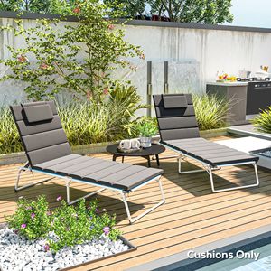 Confezione da 2 cuscini per chaise longue da esterno UPF50+ Olefin 80x26 Grigio scuro - Product Image 2