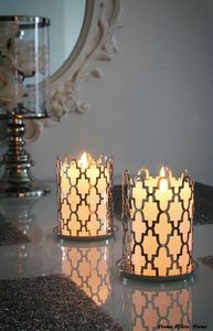 Porte-bougie votif rond en métal noir avec découpe décorative, résistant à la chaleur, pour la décoration intérieure et l'éclairage - Product Image 5